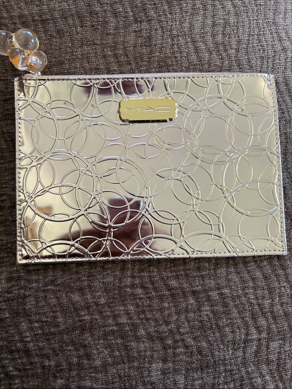 MAC Metallic Silver Cosmetic Pouch